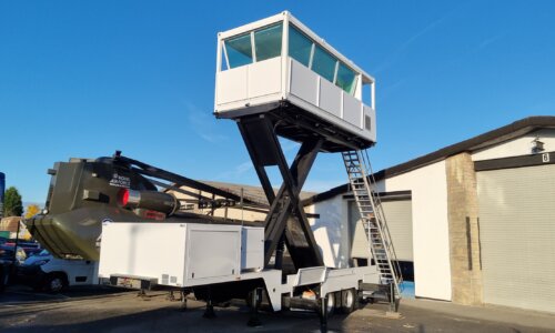 Available from Stock – 5th Wheel Trailer Mounted Elevating Mobile ATC Tower.